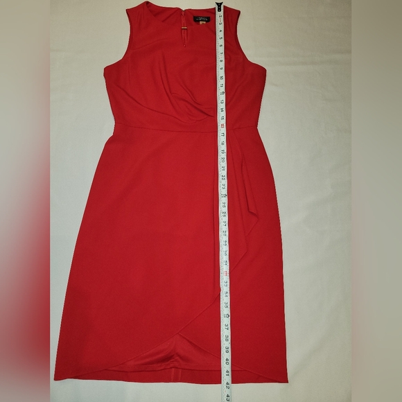 Tahari ASL Red Pleated Drape Cocktail Dress Size 10 Dressy Party Date Night - Picture 8 of 10
